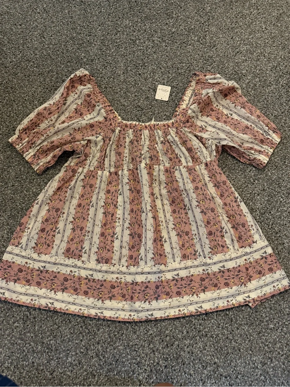 Free People Dusty Rose and Cream Floral Mini Dress
